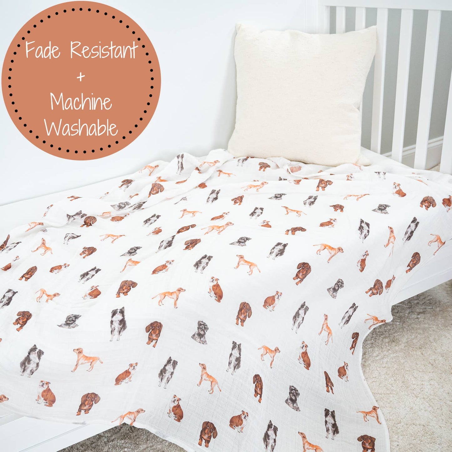 Adorable Dog Print Baby Swaddle Blanket
