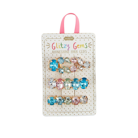 Blue Glitzy Gem Hair Clips