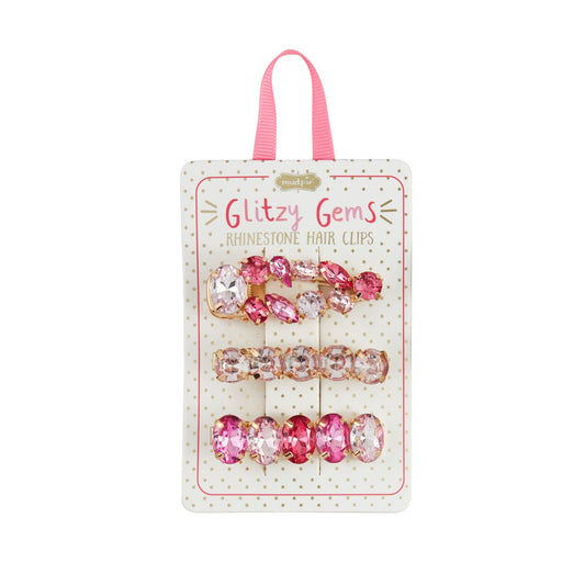 Hot Pink Glitzy Gem Hair Clips