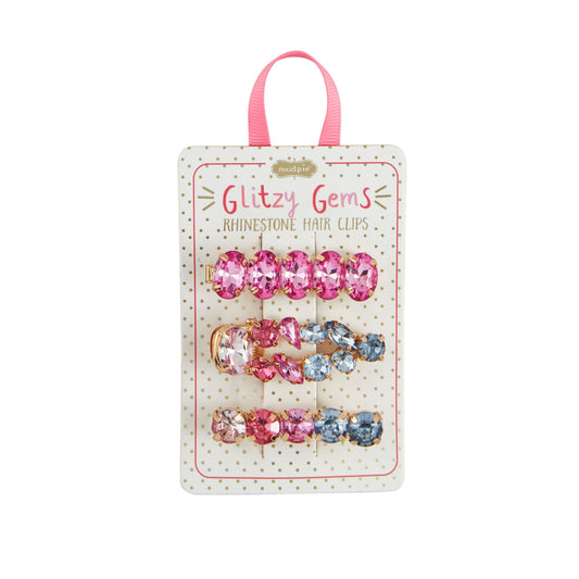 Light Pink Glitzy Gem Hair Clips
