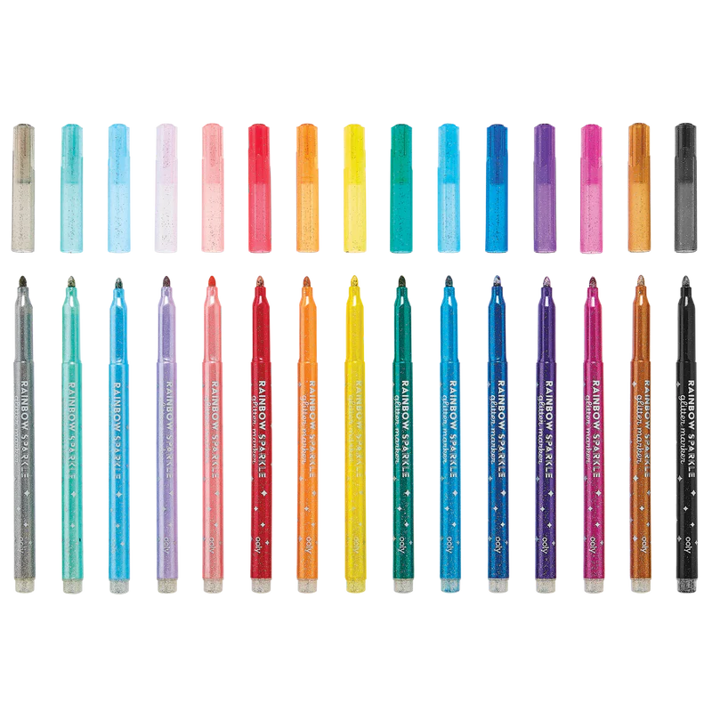Rainbow Sparkle Glitter Markers | Set of 15