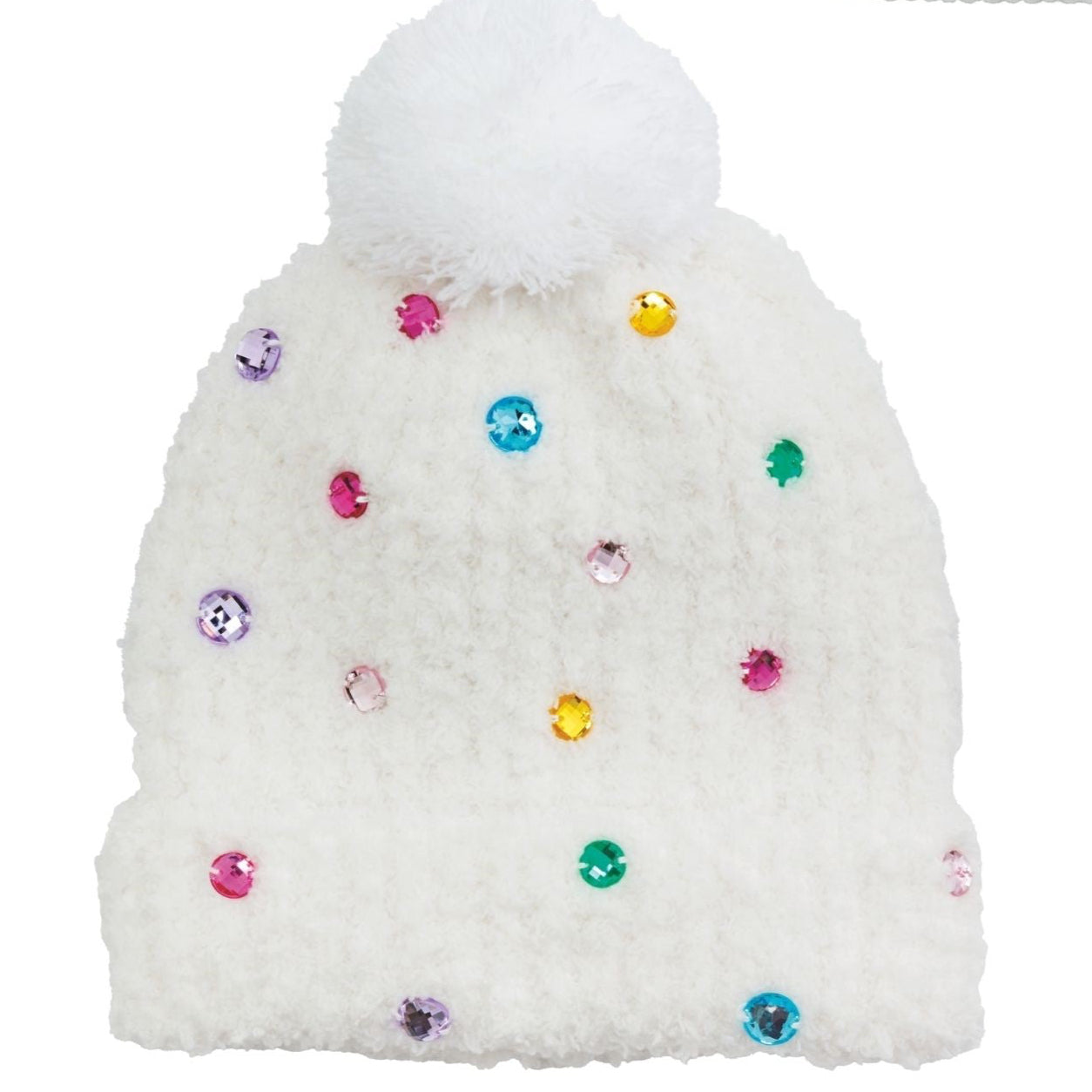 Rainbow Dots Rhinestone Beanie Hat