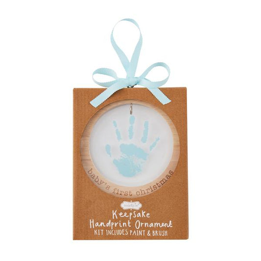 DIY Baby's First Handprint Ornament | Blue
