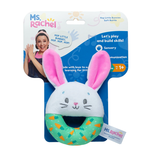 Ms. Rachel Hop Little Bunny | Soft Rattle Sensory Ring
