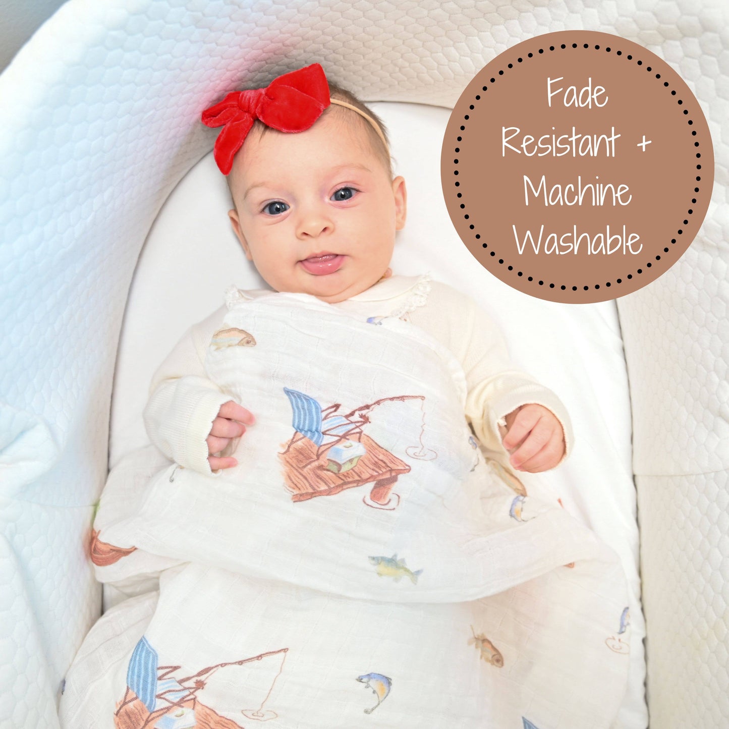 Gone Fishing | LollyBanks Baby Muslin Cotton Blanket