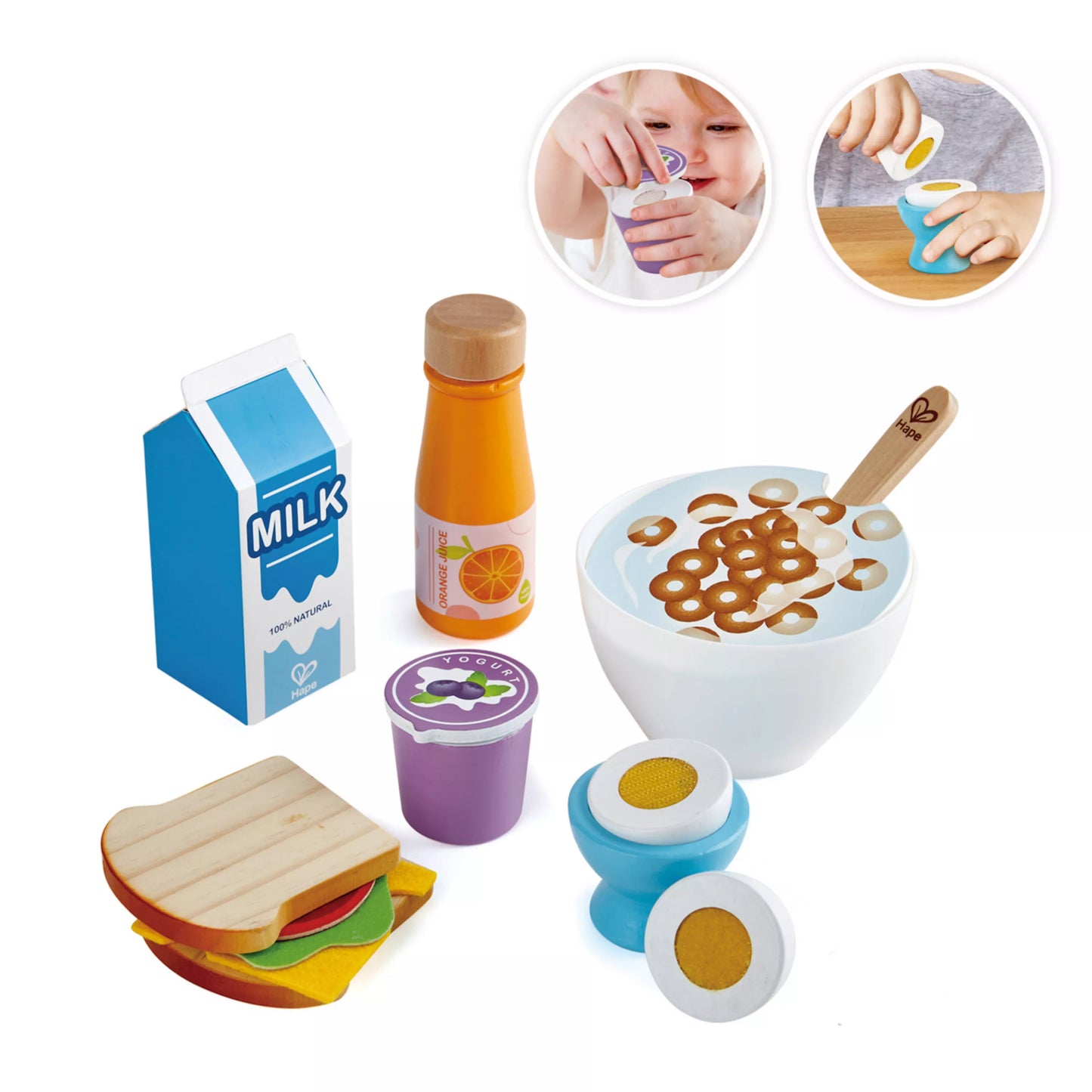 Delicious Breakfast Wooden Food Set