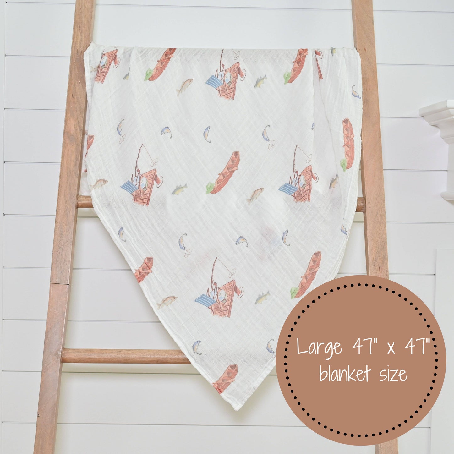 Gone Fishing | LollyBanks Baby Muslin Cotton Blanket