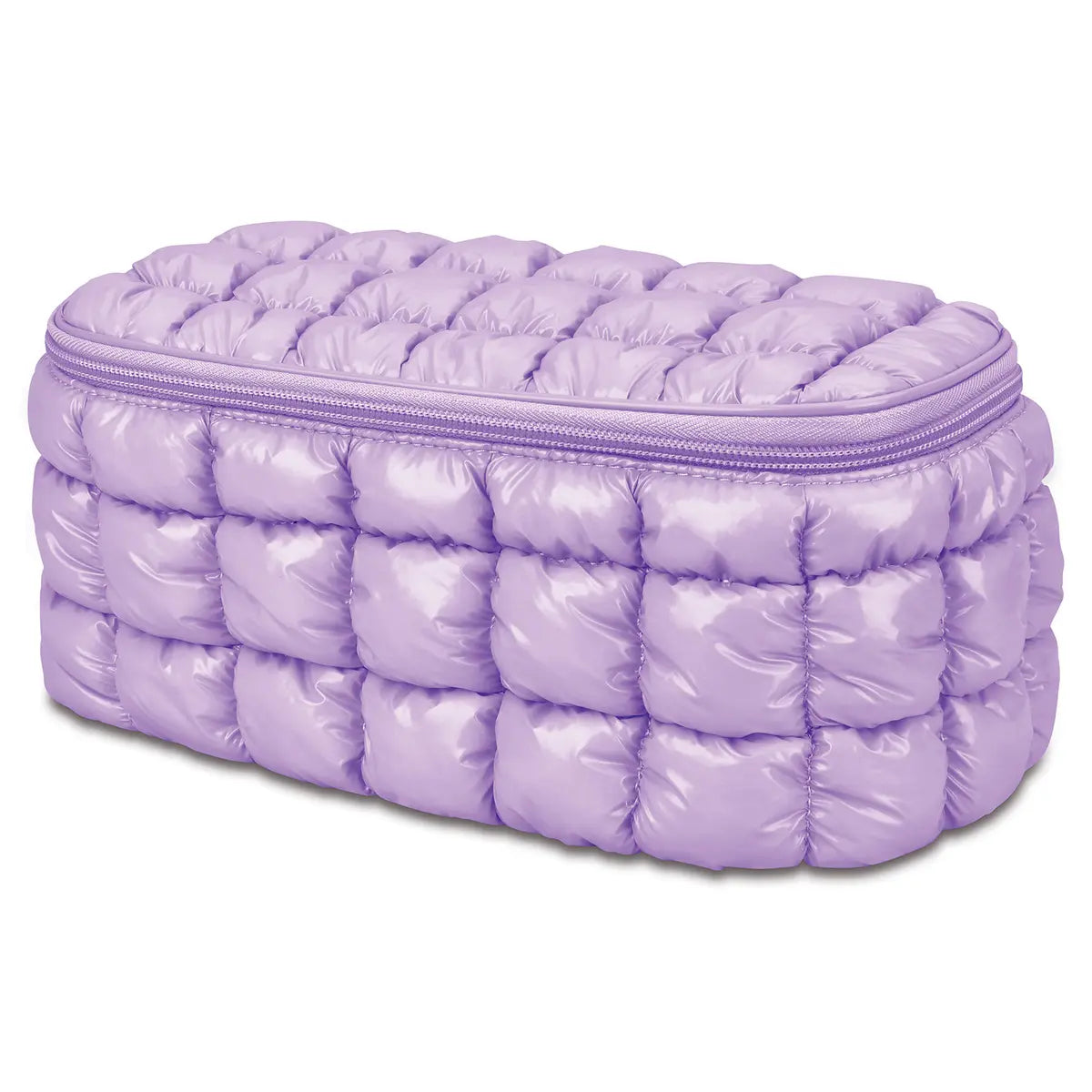 Lavender Shiny Puffer Cosmetic Case
