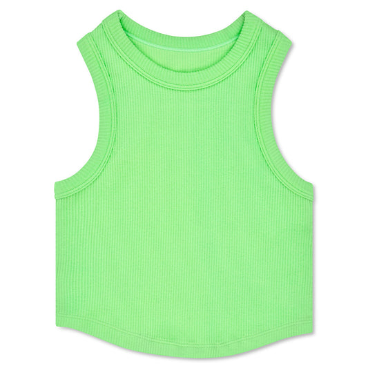 Cropped Racer Back Tank Top | Apple Green