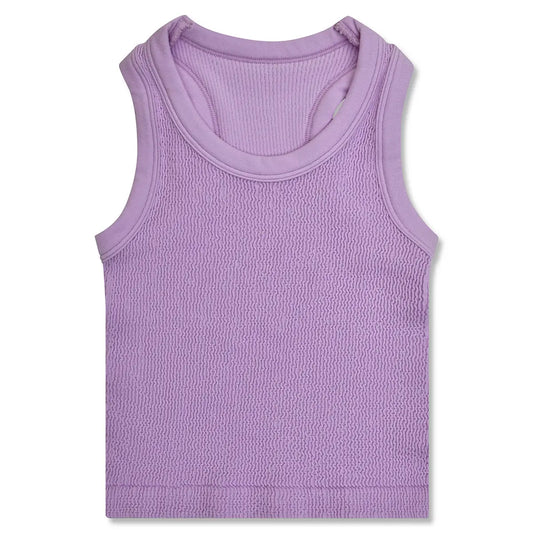 Lavender Cropped Smocked Racerback Tank Top
