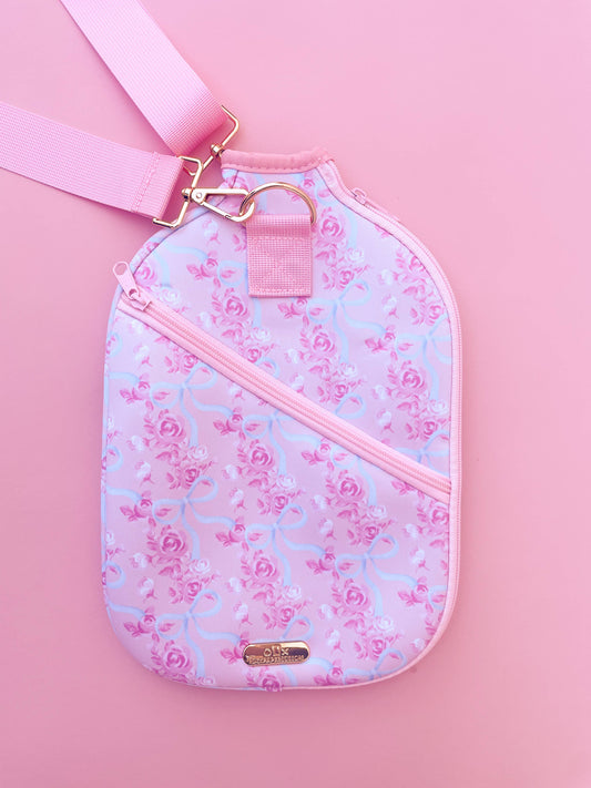Watercolor Floral Bow Pickleball Paddle Bag & Cover