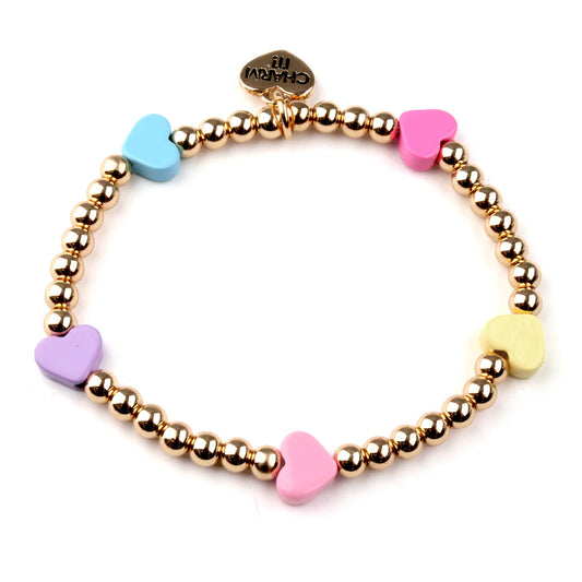 CHARM IT! Gold Multi Heart Stretch Bracelet