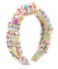 Jeweled Hearts/Stars Tweed Knot Headband