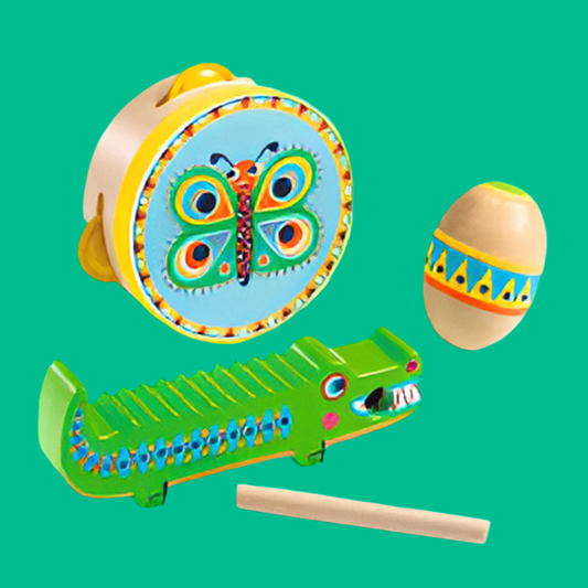 Animambo 3pc Set | Tambourine, Maraca, Guiro