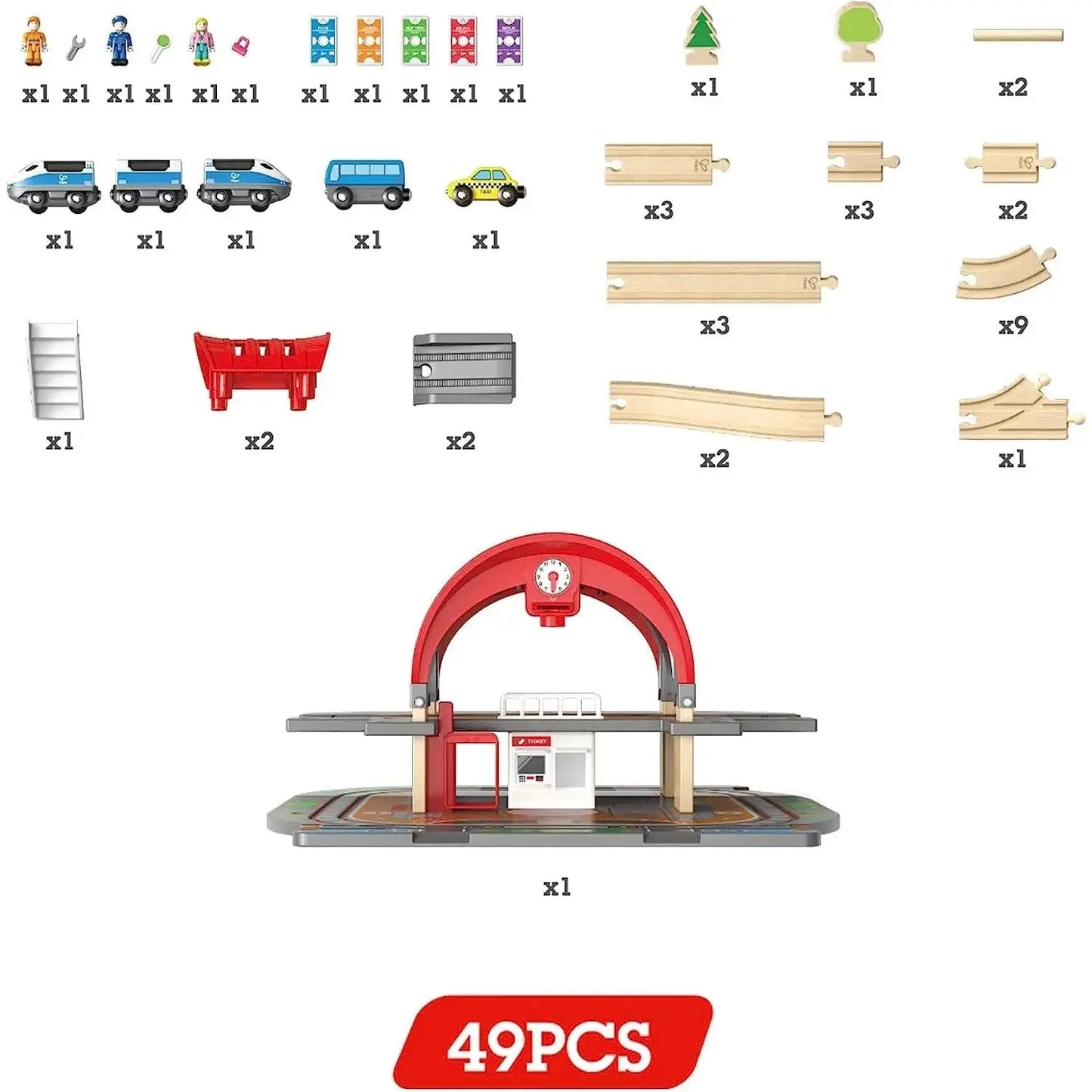 49 Piece Wooden Grand City Station Train Set