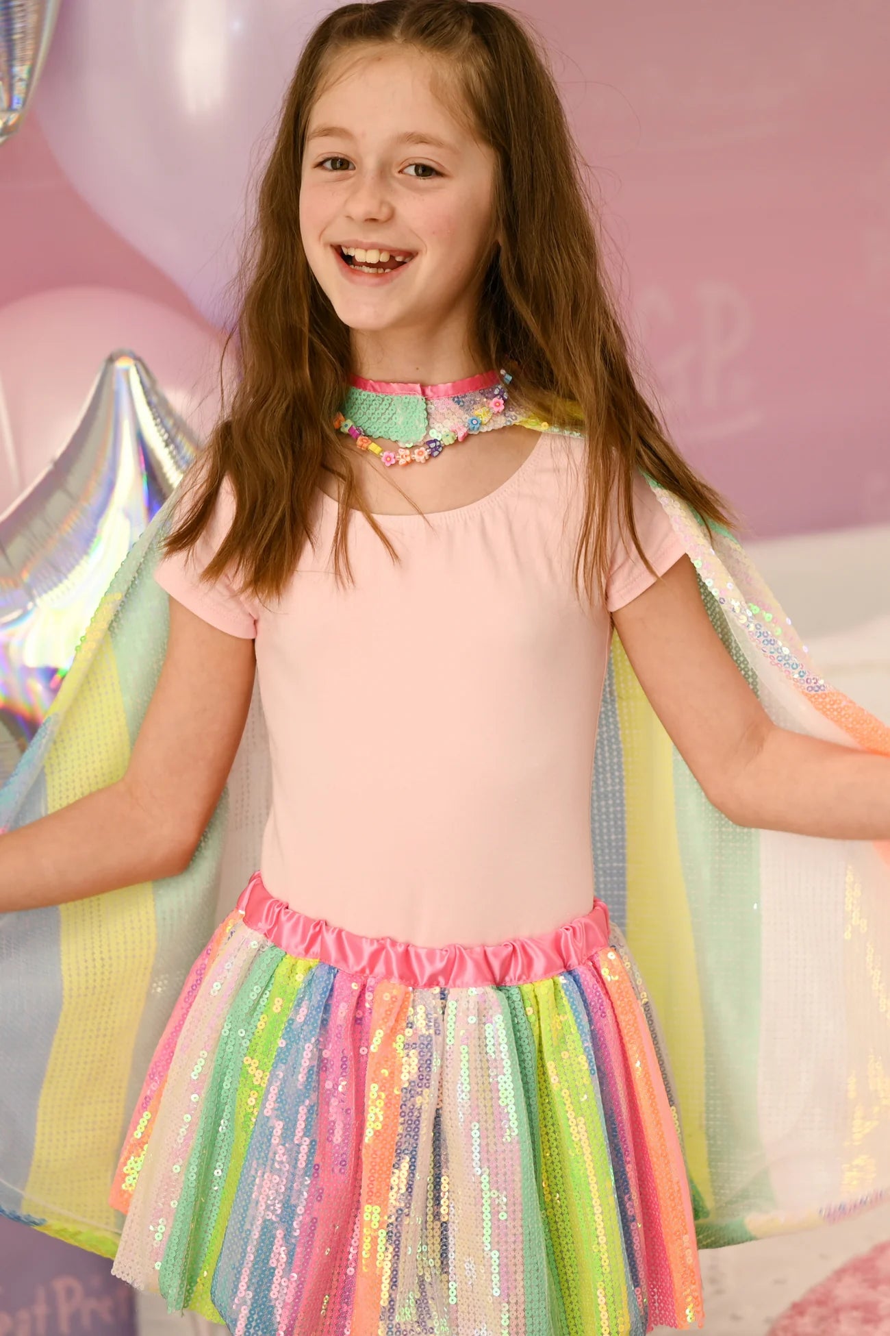 Rainbow Stripe Sequins Cape