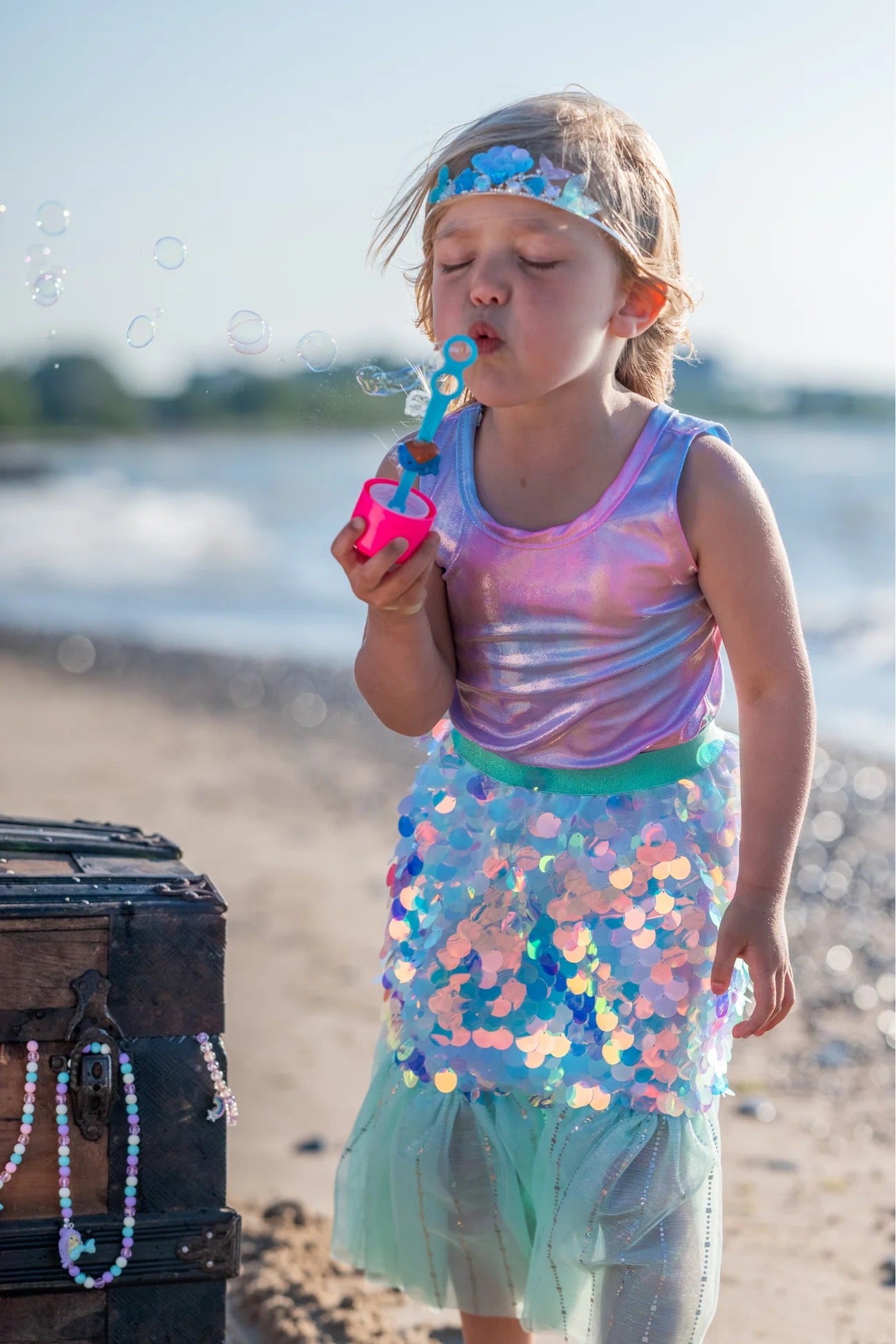 Bling Bling Mermaid Skirt & Hairclip Set | Mint