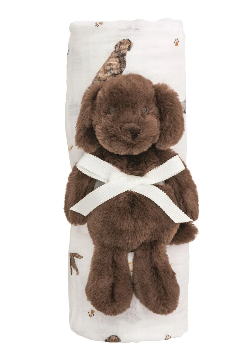 Lab Swaddle & Rattle Set