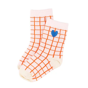 Ankle Socks | Red Grid Heart
