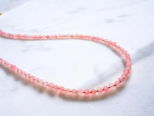 Faceted Stone Necklace | PINK QUARTZ