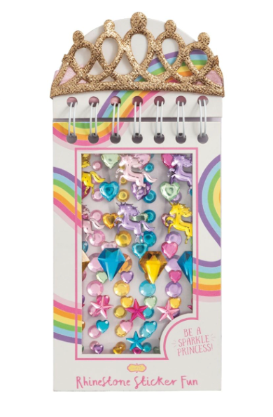 Gold Rhinestone Sticker Book & Crown Set
