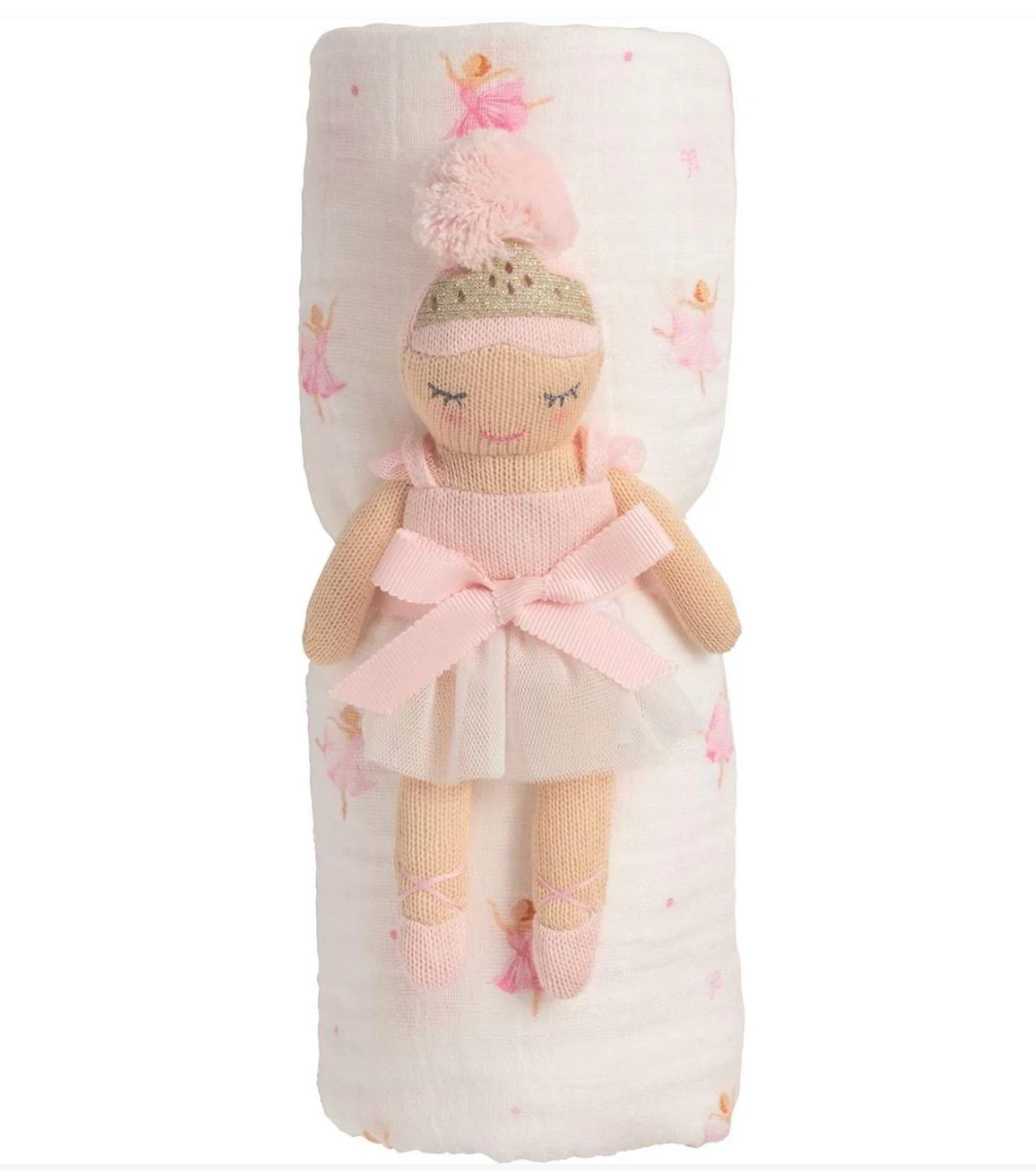 Ballerina Swaddle & Rattle Set
