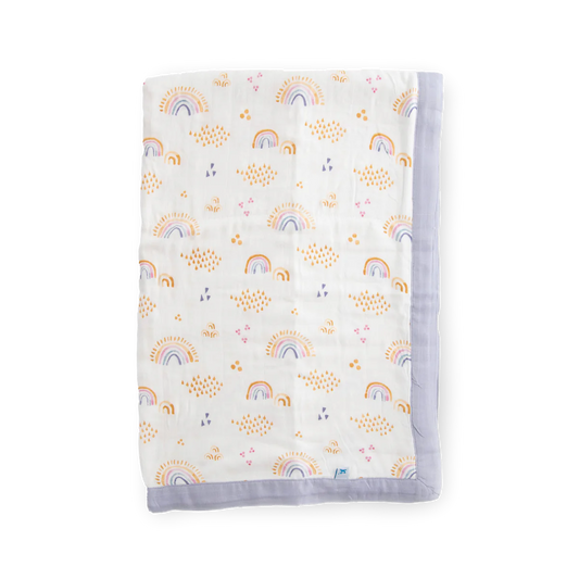 Rainbows & Raindrops | Deluxe Muslin Baby Quilt