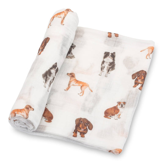 Adorable Dog Print Baby Swaddle Blanket