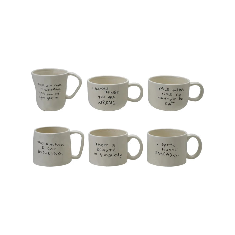 Stoneware Mug w Fun Quotes | 6 Styles