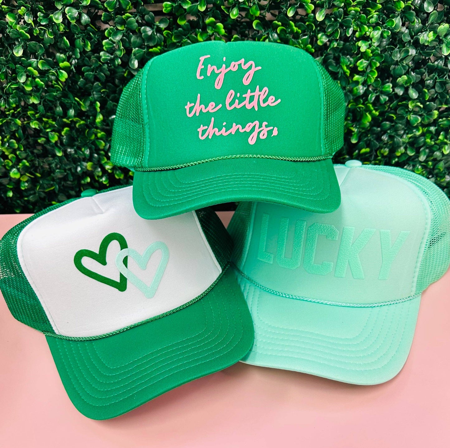 Enjoy the Little Things | Pink Velvet + Green Hat