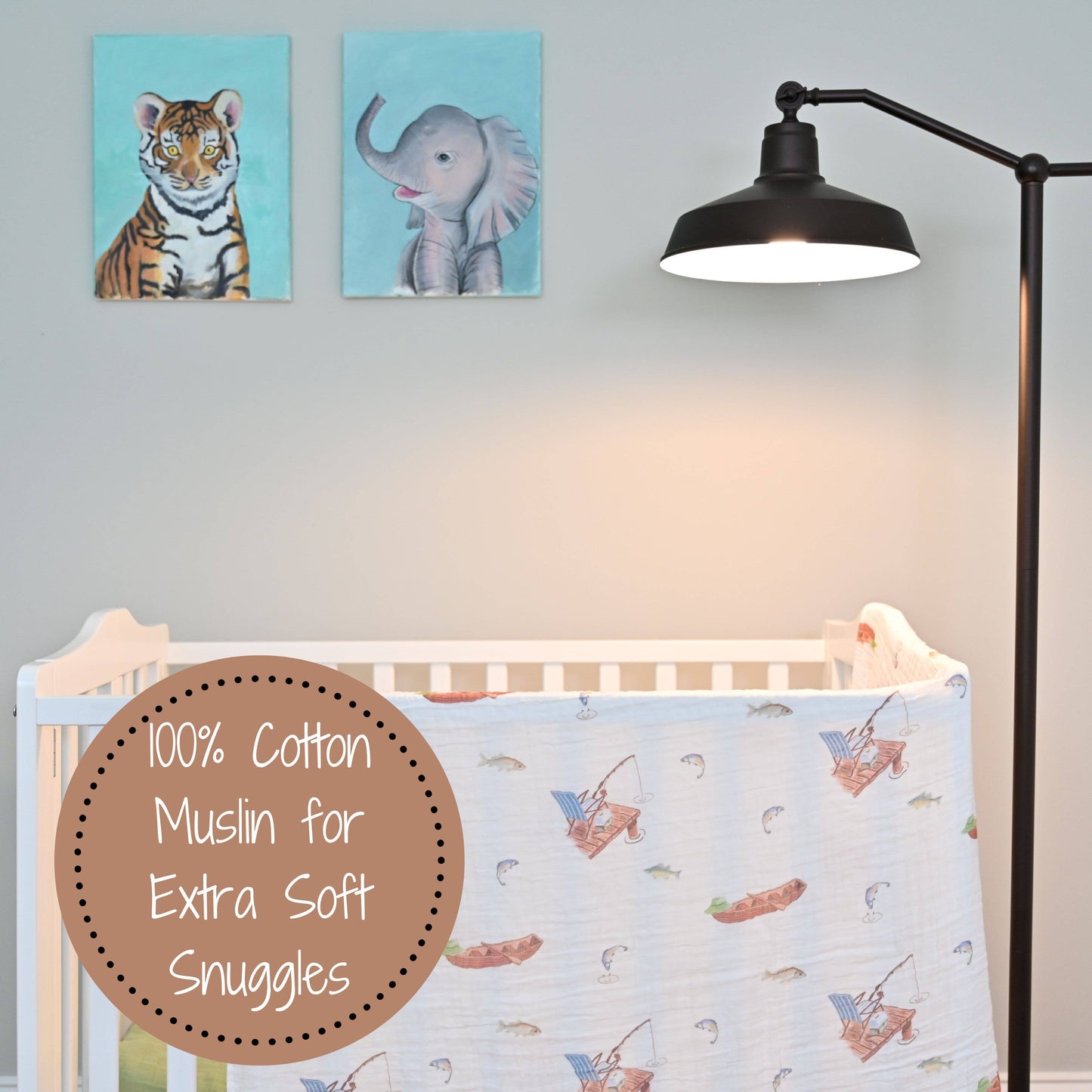 Gone Fishing | LollyBanks Baby Muslin Cotton Blanket