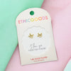 Classic Gold Kids Earrings: I Love You