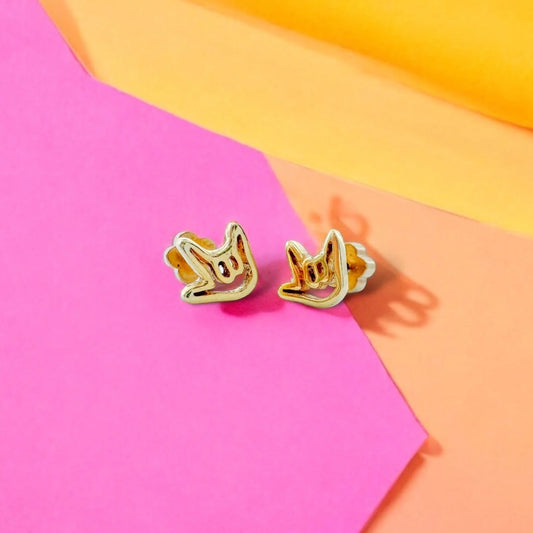 Classic Gold Kids Earrings: I Love You