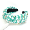 Green Check Pearl Headband
