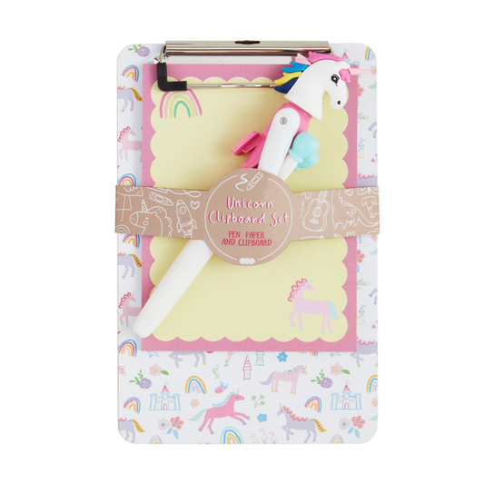 White Unicorn Pen Clipboard