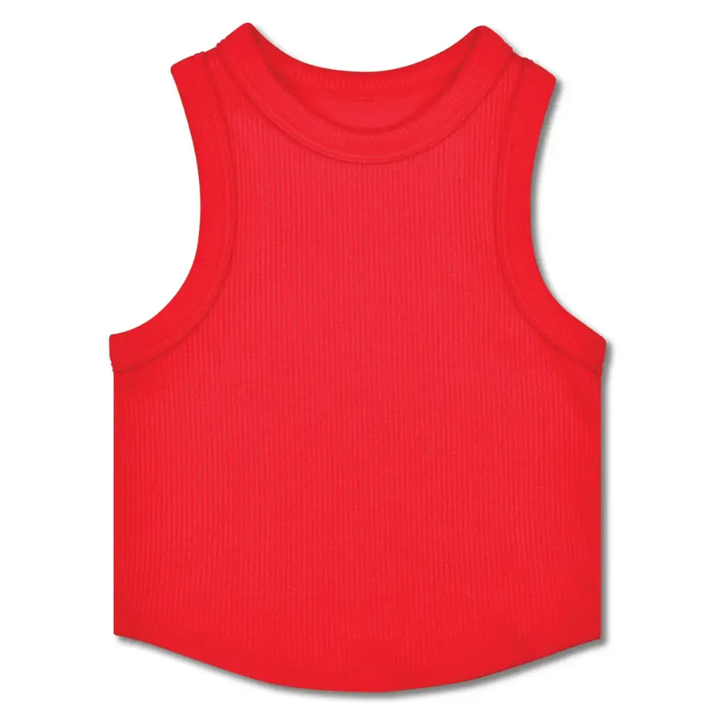 Cropped Ribbed Racerback Tank Top | Cherry Red