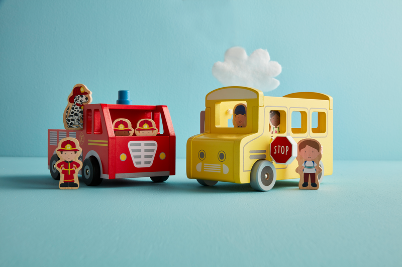Firetruck Wood Vehicle Set