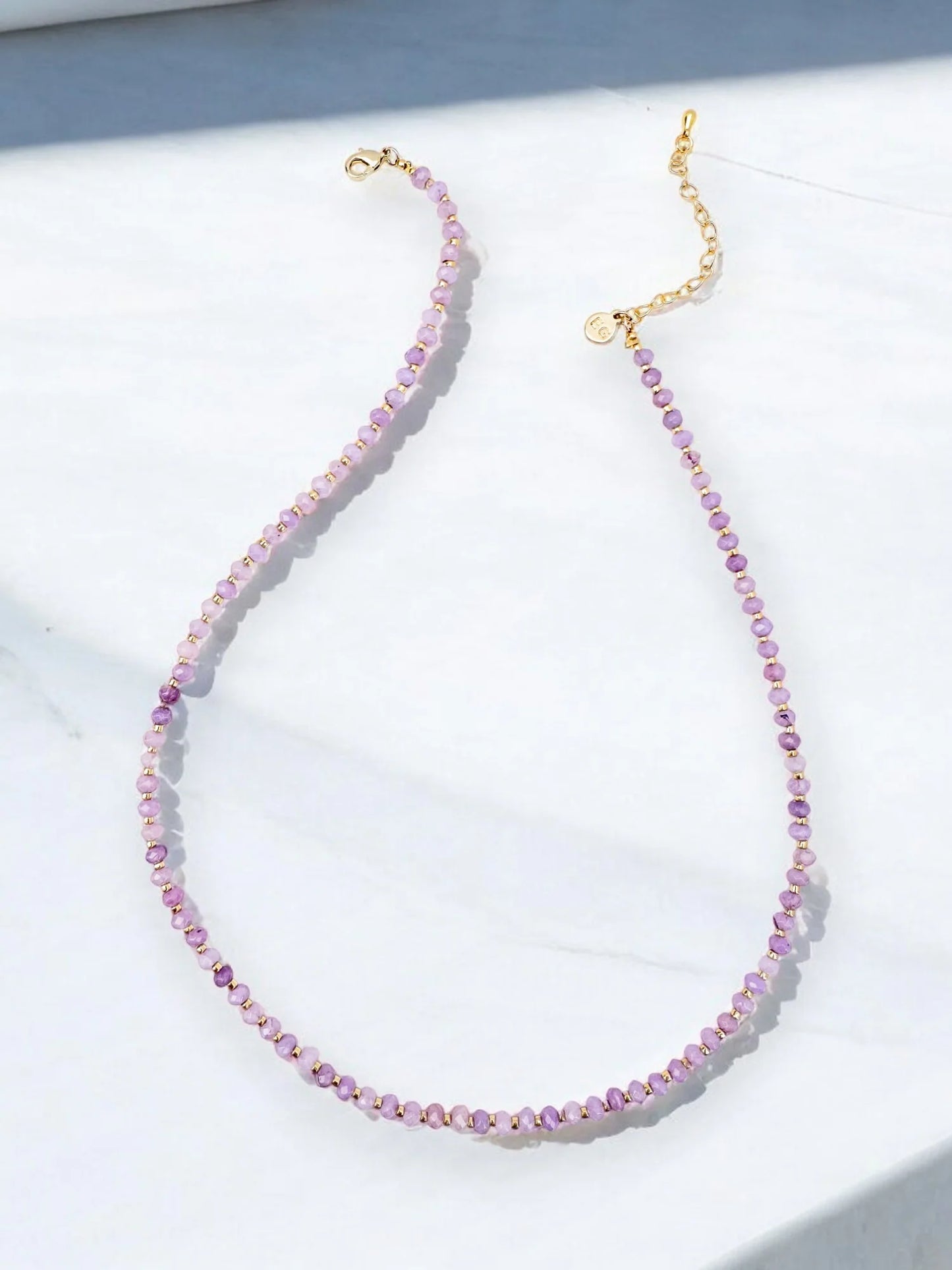 Faceted Stone Necklace: Lavender Quartz