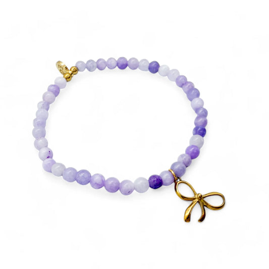 Charm Bracelet Mini: Bow Charm + Lavender Quartz
