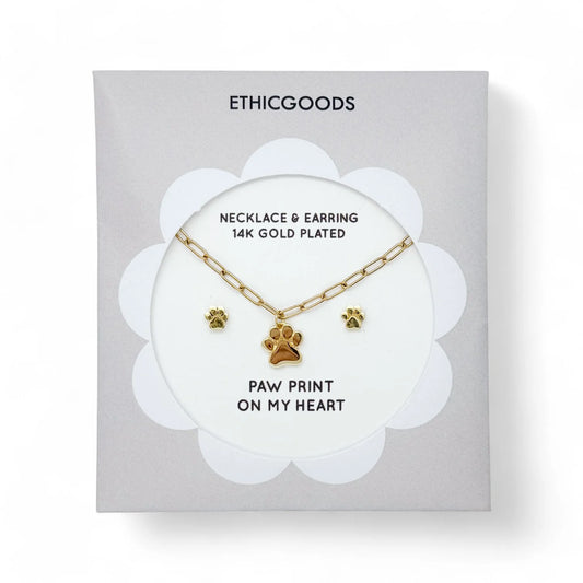 Ethic Goods Kids Necklace/Earring Set: Paw Prints