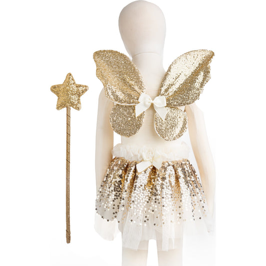 Gracious Gold Sequins Skirt, Wings, & Wand | 3 Piece Set