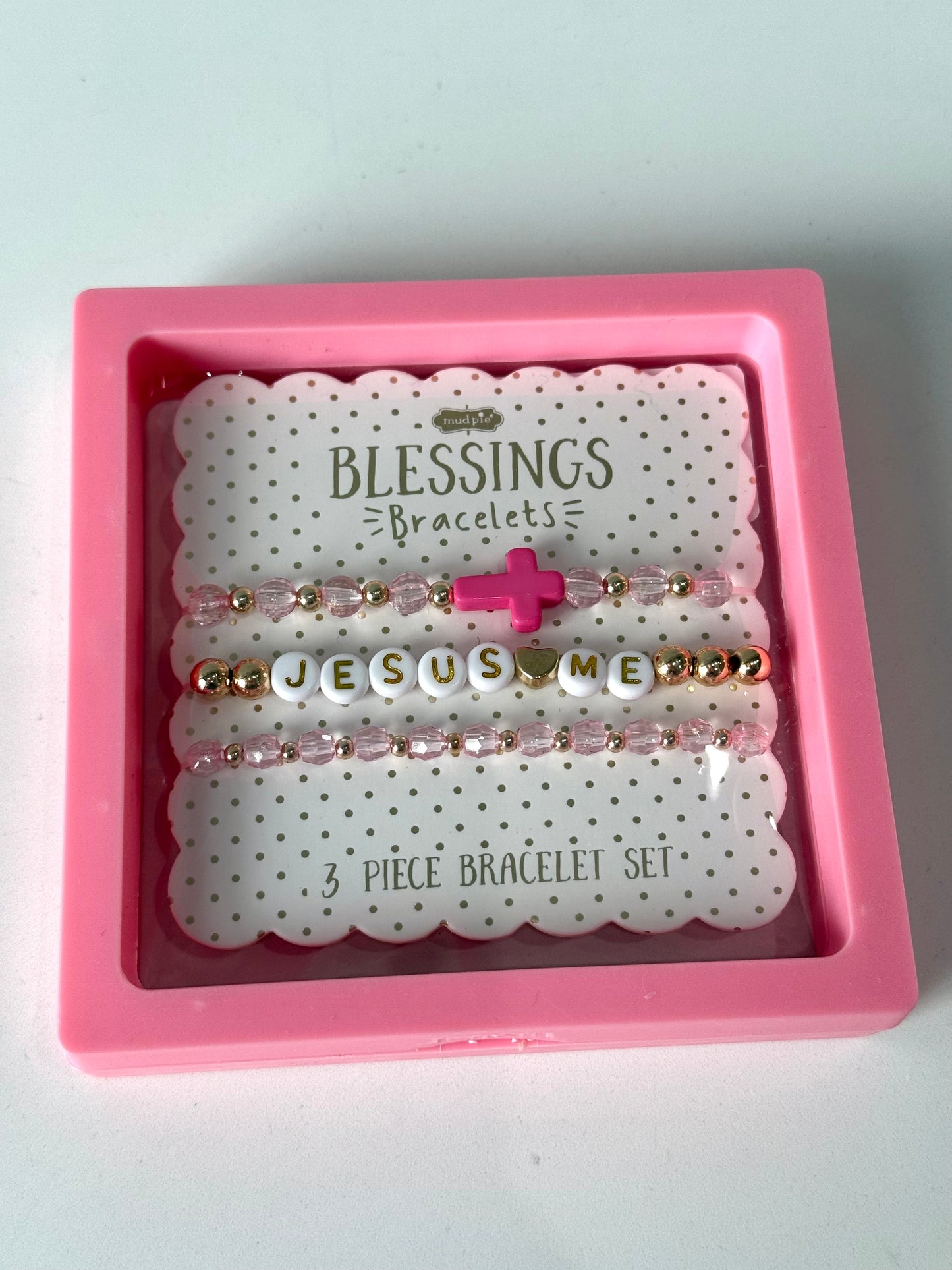 Pink Cross Beaded Bracelets