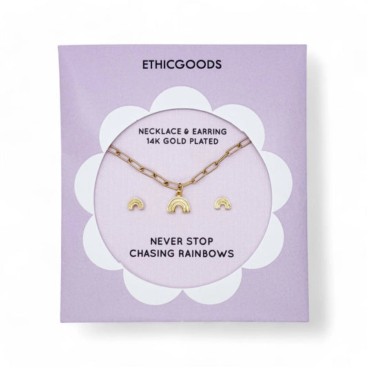 Ethic Goods Kids Necklace Earring Set: Rainbows