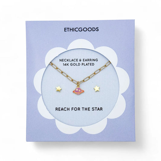 Ethic Goods Kids Necklace/Earring Set: Saturn & Stars