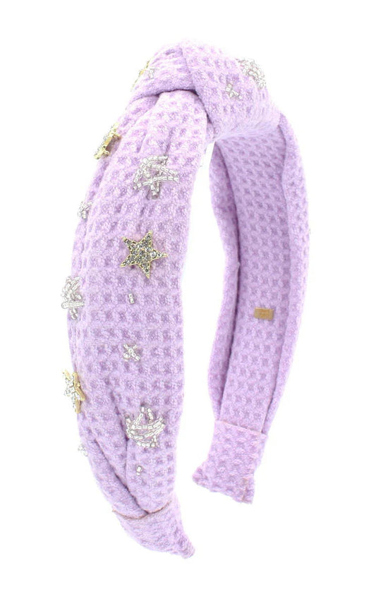 Crystal Star Charms on Waffle Knot Headband