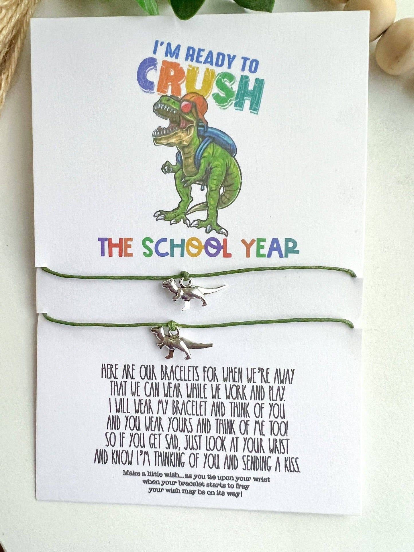 Back to School Wish Bracelet Dinosaur Dino Mommy & Me