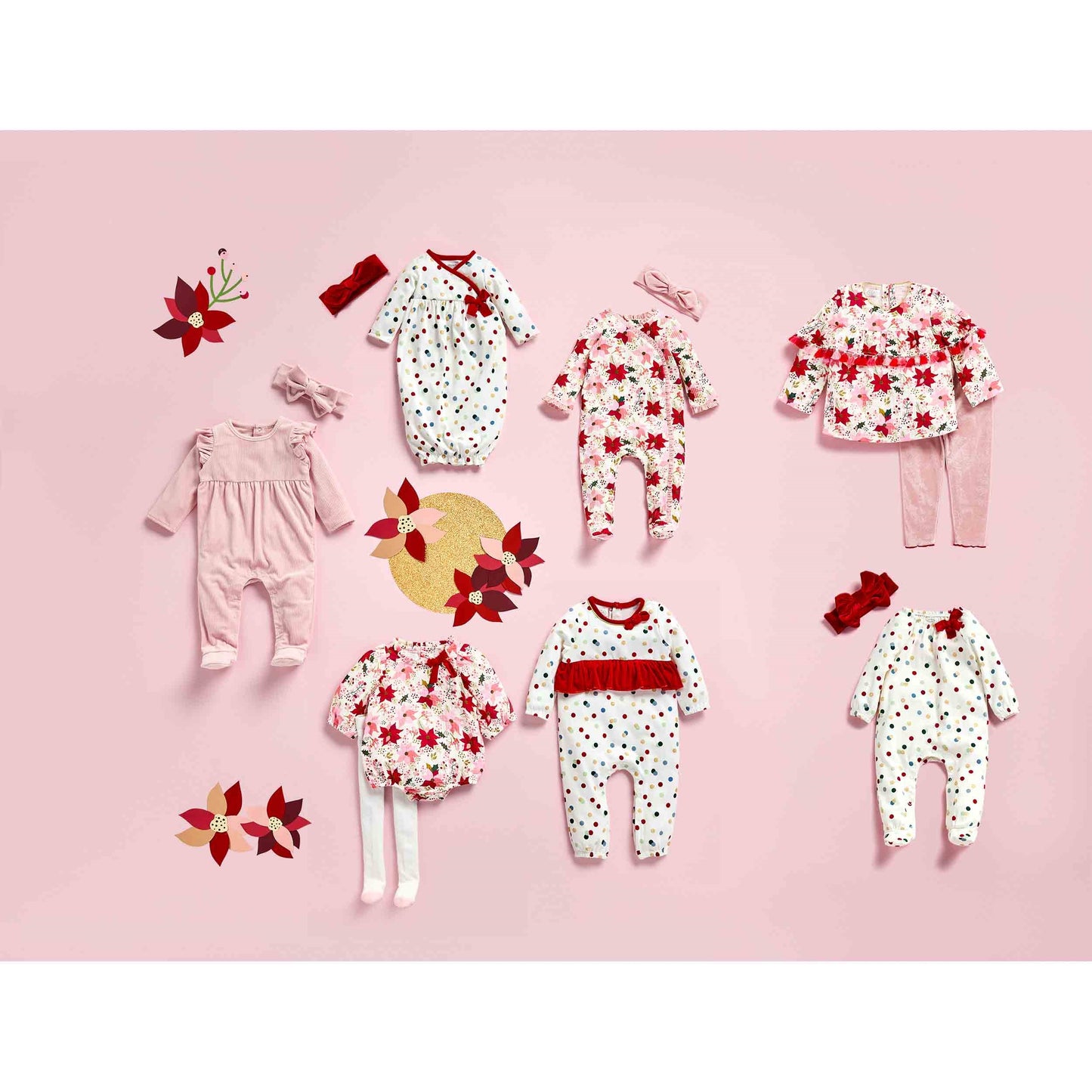 Poinsettia Bubble & Tights Set