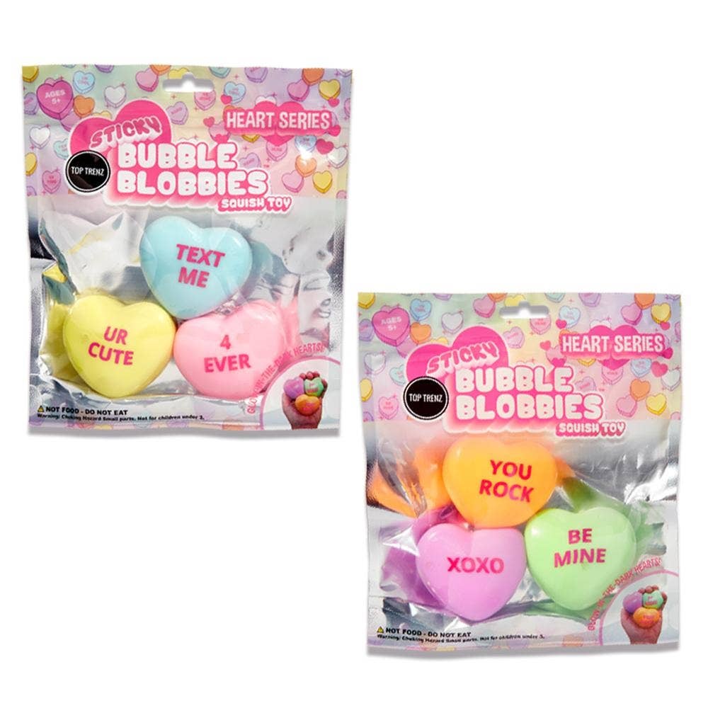 Sticky Bubble Blobbies | Valentines Conversation Hearts