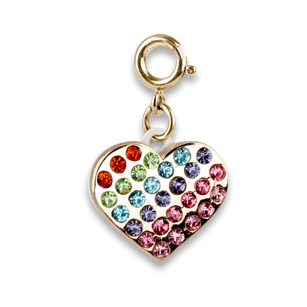 Gold Rainbow Sparkle Heart Charm