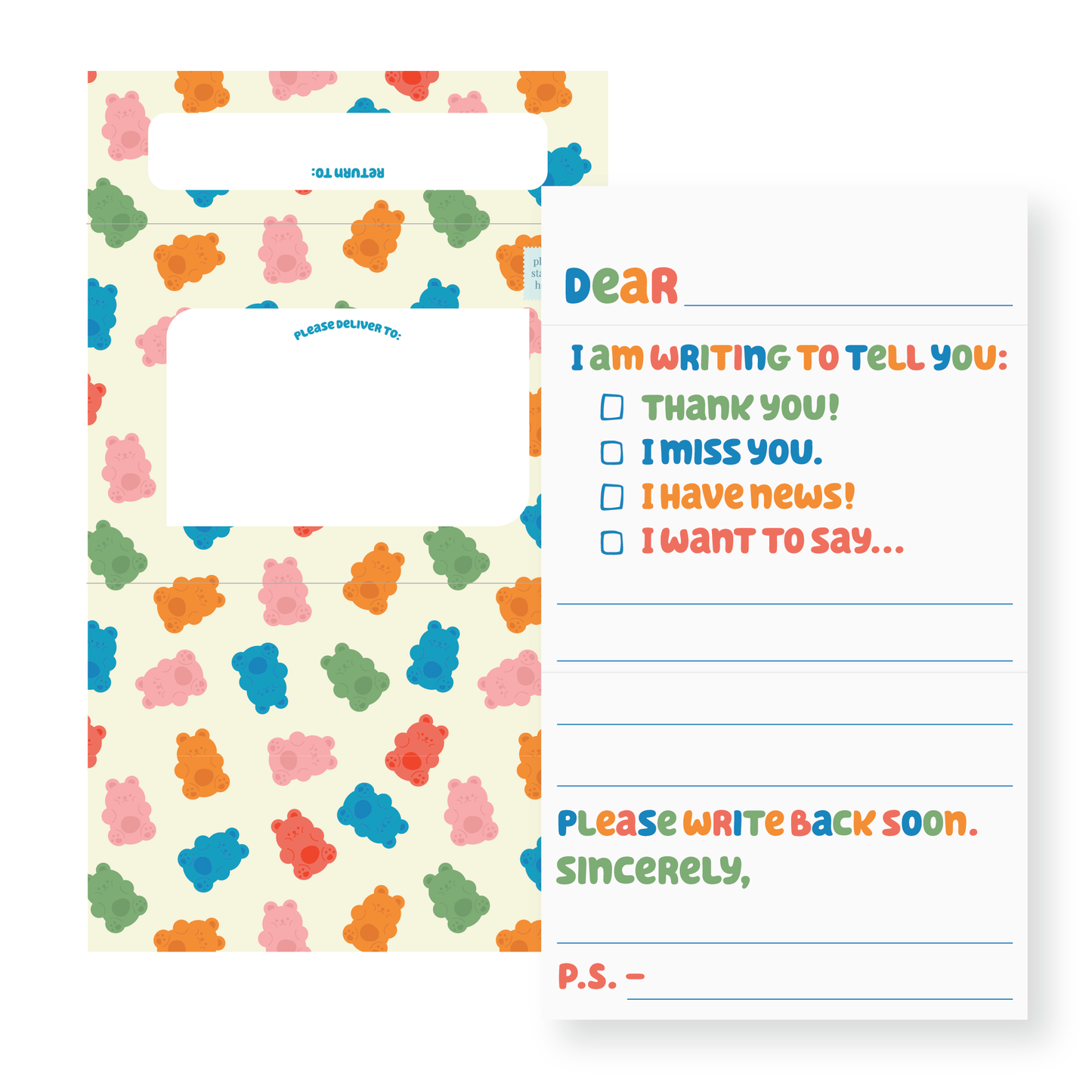 Kids Fill-in Fold Up Letter Set of 10 - Gummy Bears